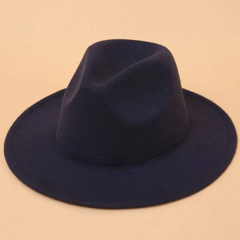 

Solid Fedora Hat, Navy blue