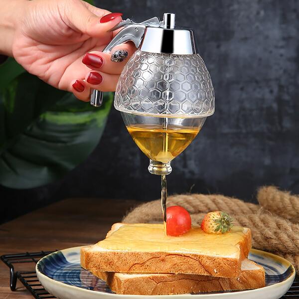 

1pc Acrylic Honey Dispenser, Silver