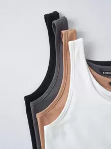 SHEIN Unity 4 Pack Solid Tank Top - Multicolor - View 4