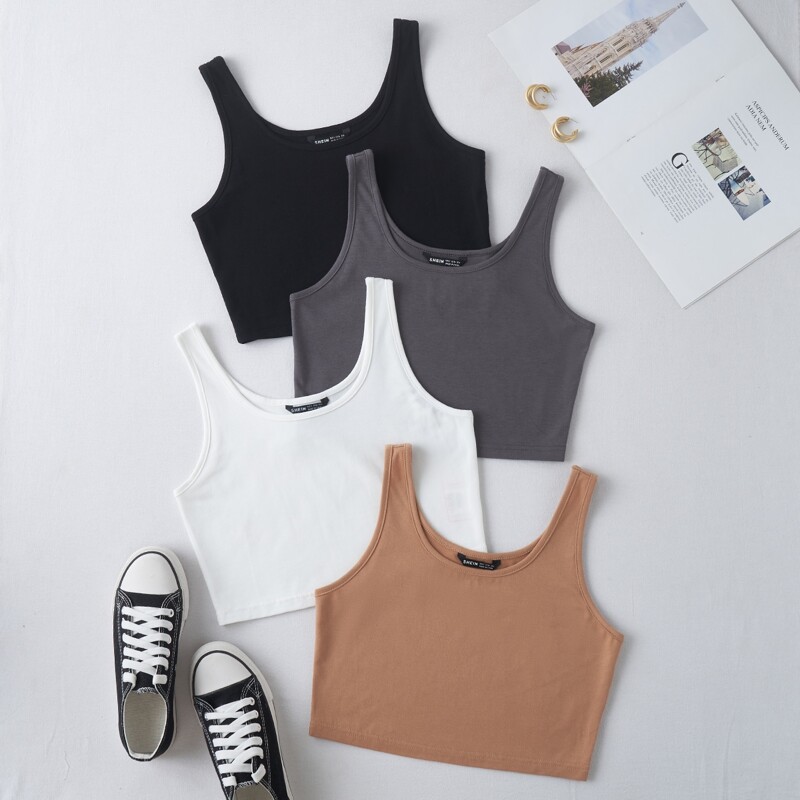 

4 Pack Solid Tank Top, Multicolor
