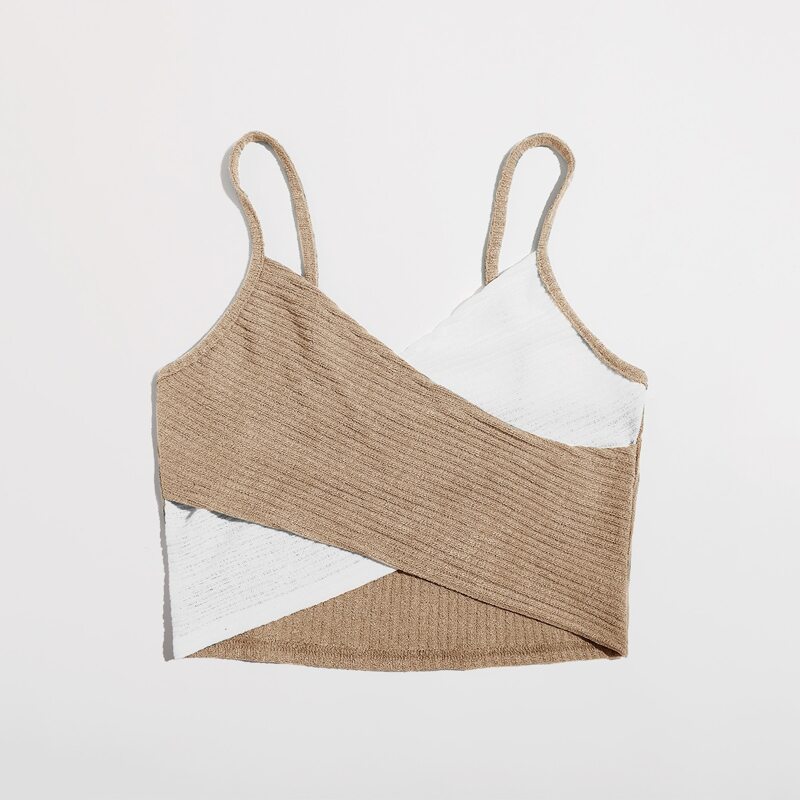 

Colorblock Ribbed Crop Cami, Multicolor