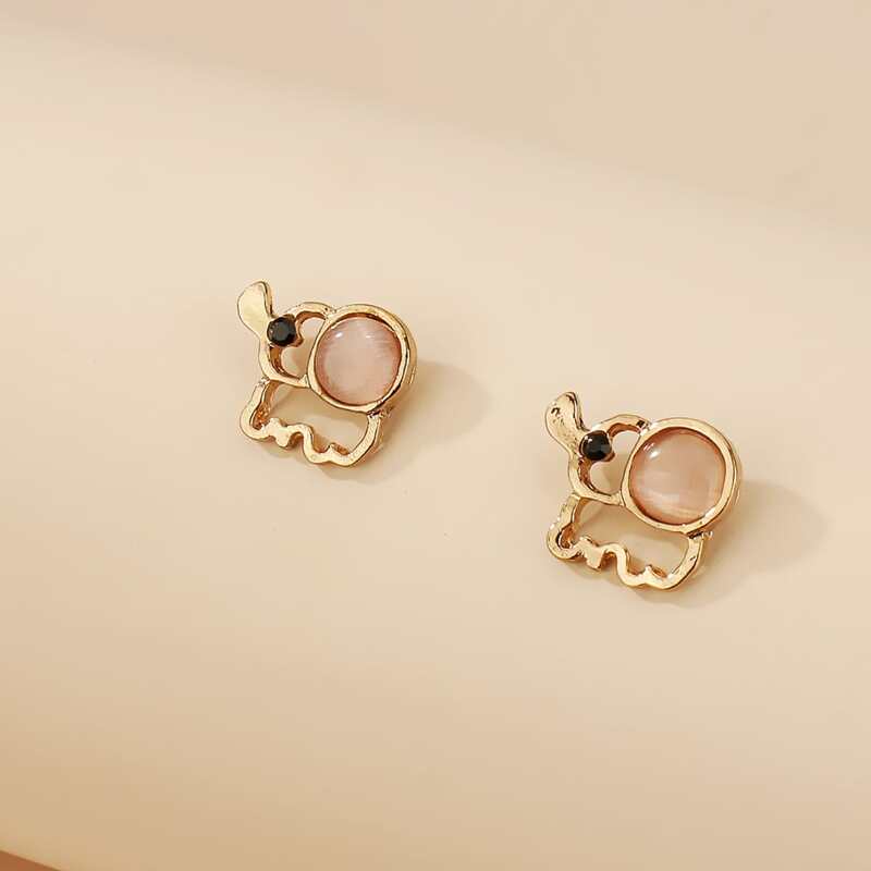 

Crystal Elephant Stud Earrings, Gold