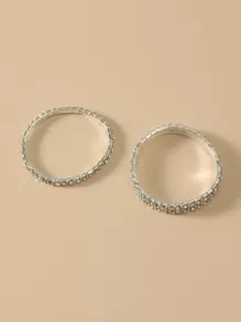 2 piezas brazalete de niñas con diamante de imitación - Plateado - Ver 3