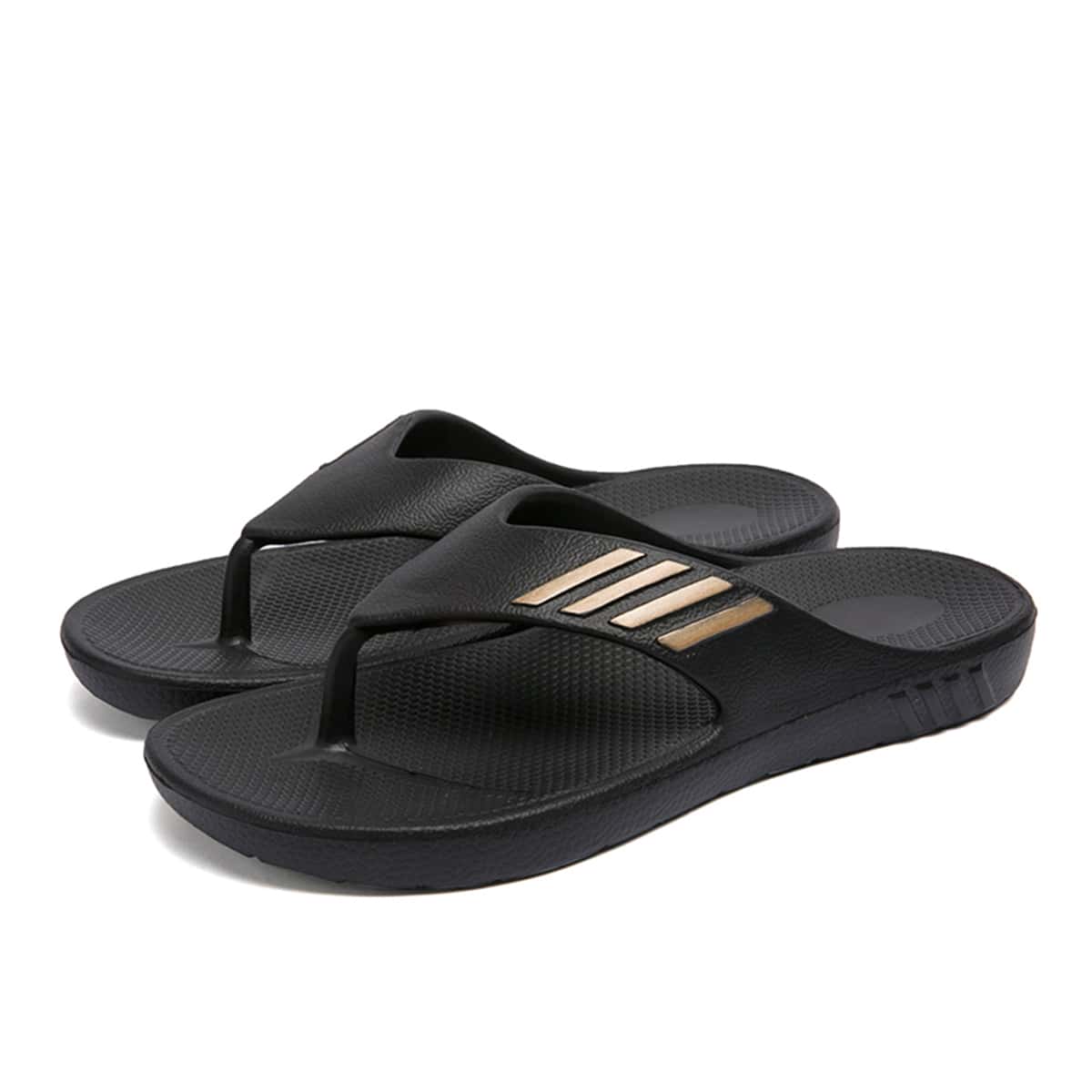 

Striped Flip Flops, Black