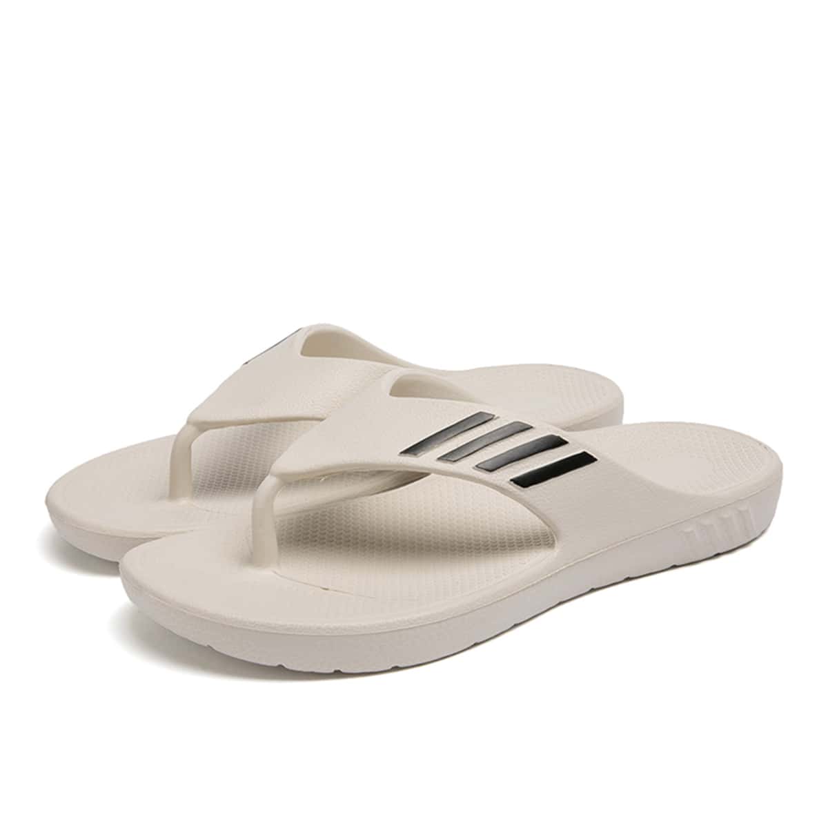 

Striped Flip Flops, Beige