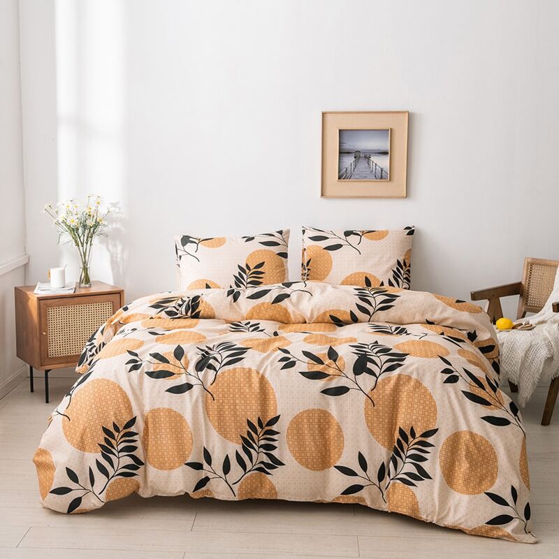 

Leaf Print Duvet Cover Set Without Filler, Multicolor