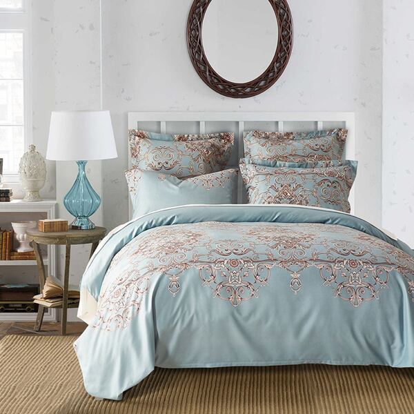 

Graphic Print Duvet Cover Set Without Filler, Baby blue