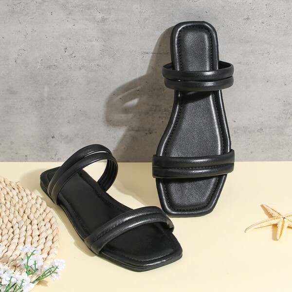 

Minimalist Strappy Sandals, Black
