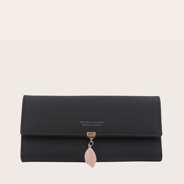 

Letter Graphic Fold Over Long Wallet, Black