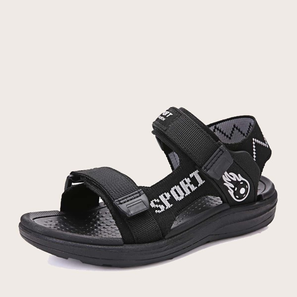 

Boys Letter Graphic Sandals, Black