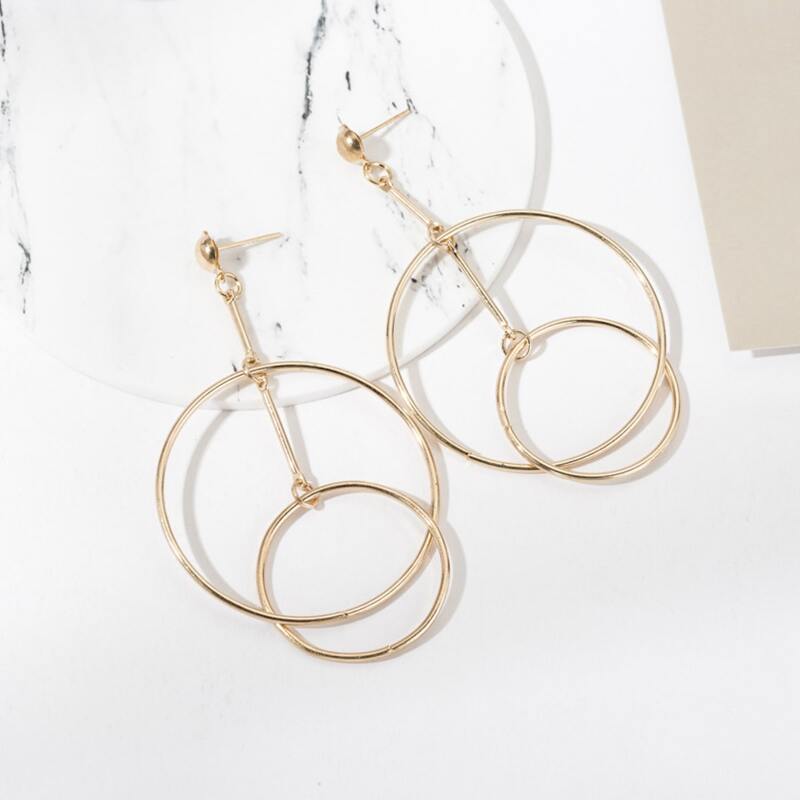 

Hoop Drop Earrings, Gold