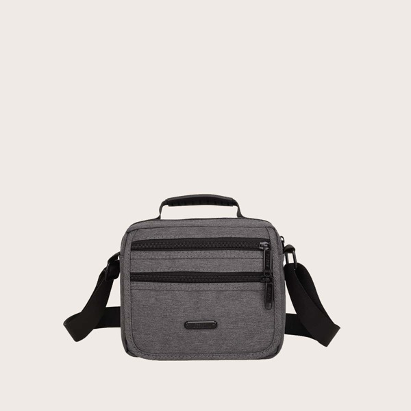 

Men Double Zip Front Crossbody Bag, Grey