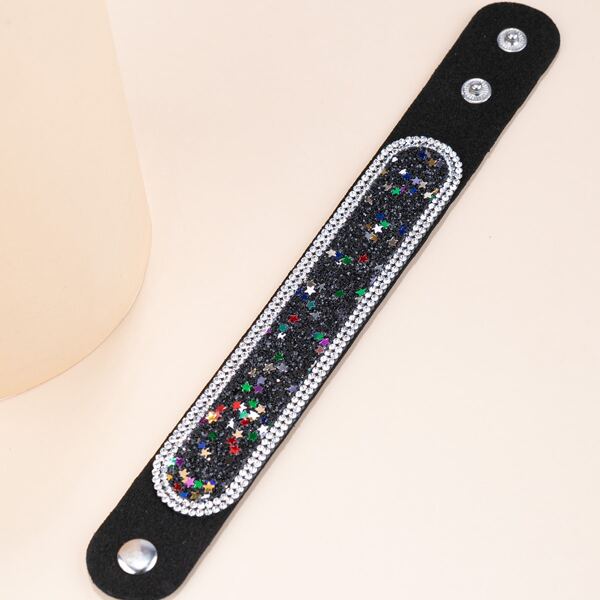

Rhinestone Star Decor Bracelet, Black