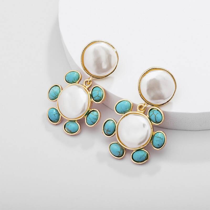 

Faux Pearl & Stone Drop Earrings, Multicolor