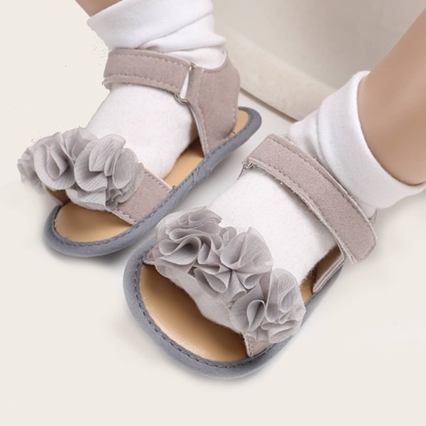 

Baby Girl Flower Decor Sandals, Grey