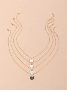 4入組女孩貓咪吊墜項鍊 - 彩色 - 查看 2