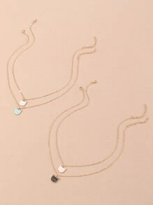 4入組女孩貓咪吊墜項鍊 - 彩色 - 查看 3