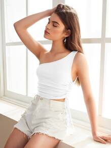 SHEIN ملابس علوية نسائية الثنية الصاف كاجوال - أبيض - مشاهدة 1