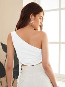 SHEIN ملابس علوية نسائية الثنية الصاف كاجوال - أبيض - مشاهدة 2
