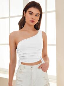 SHEIN ملابس علوية نسائية الثنية الصاف كاجوال - أبيض - مشاهدة 5