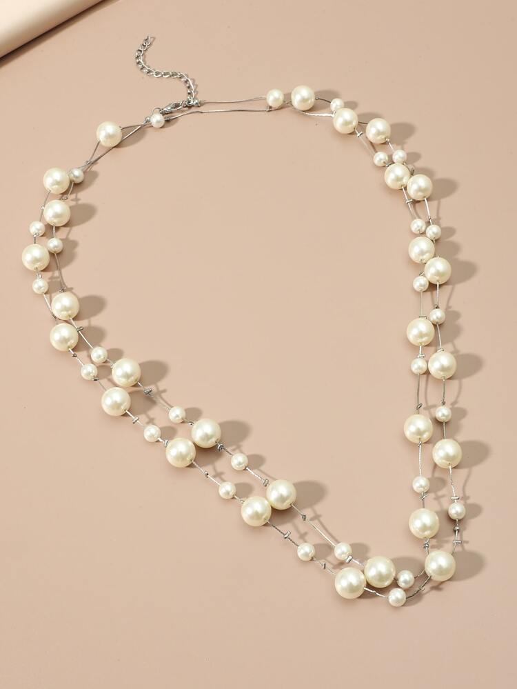 Faux Pearl Decor Layered Necklace