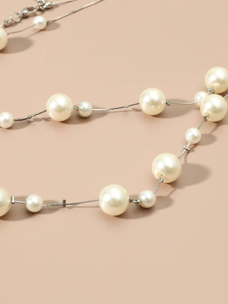 Faux Pearl Decor Layered Necklace