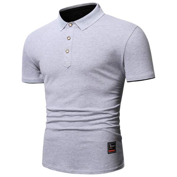 

Men Patched Polo Shirt, Grey