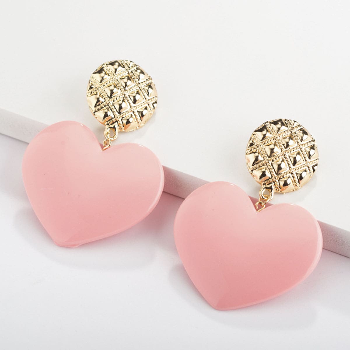 

Oversized Heart Drop Earrings, Pink