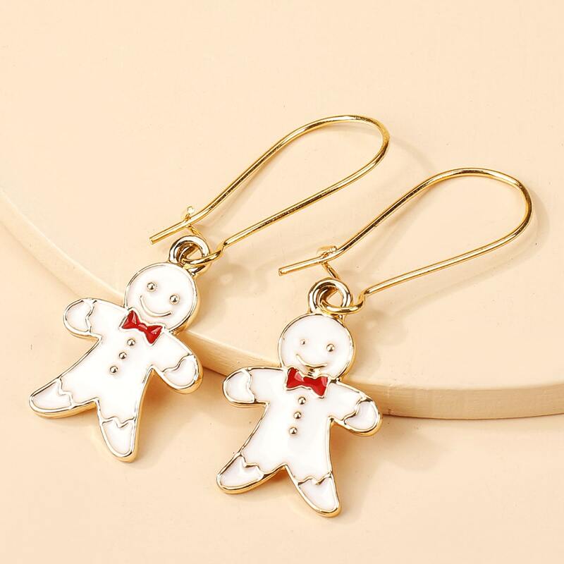 

Gingerbread Man Drop Earrings, White