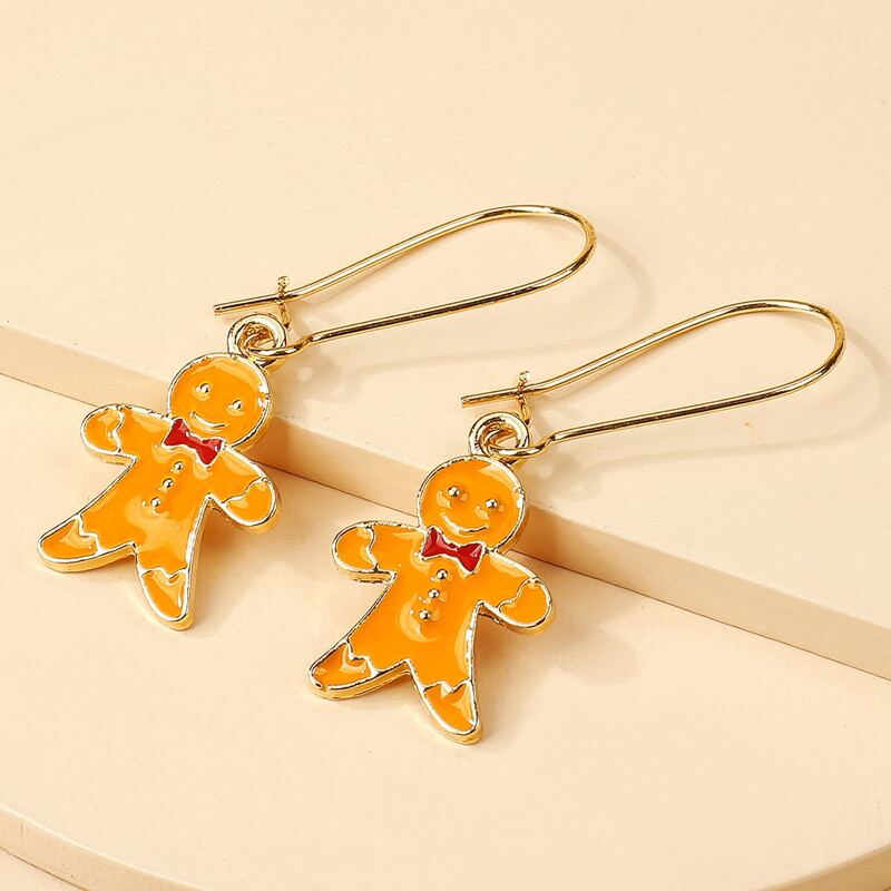 

Gingerbread Man Drop Earrings, Orange