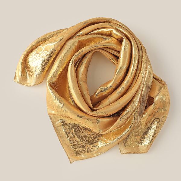 

Flower Silk Jacquard Bandana, Gold