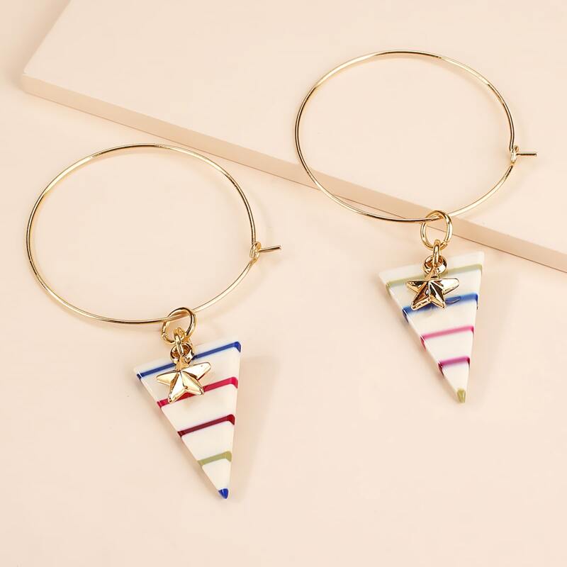 

Triangle Charm Hoop Earrings, Multicolor