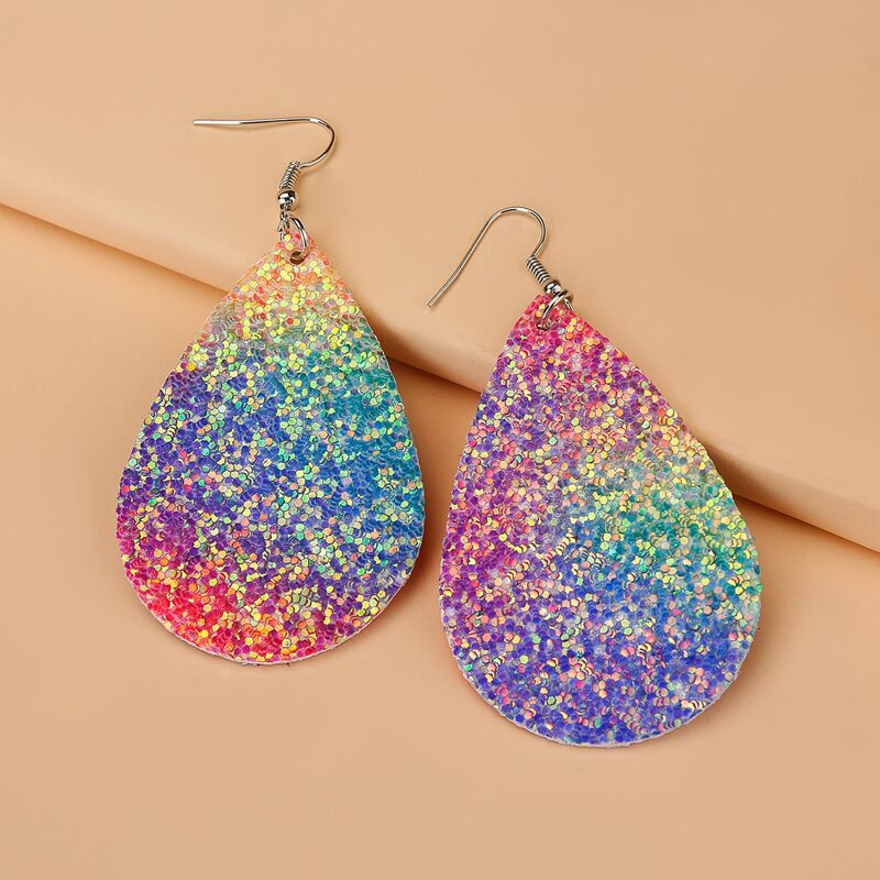 

Sequin Water Drop Earrings, Multicolor