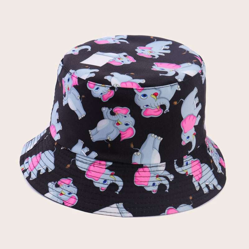 

Cartoon Elephant Bucket Hat, Multicolor