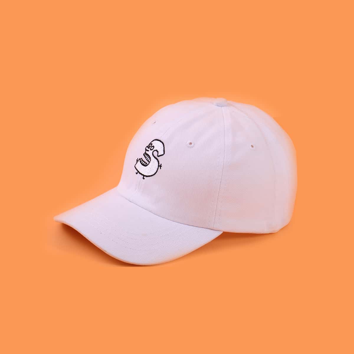 

Letter Embroidery Baseball Cap, White