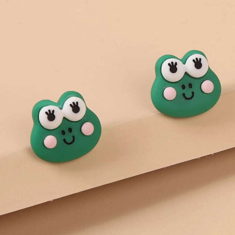 

Cartoon Frog Stud Earrings, Green