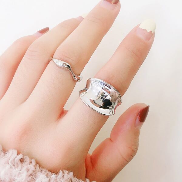 

2pcs Metallic Cuff Ring, Silver
