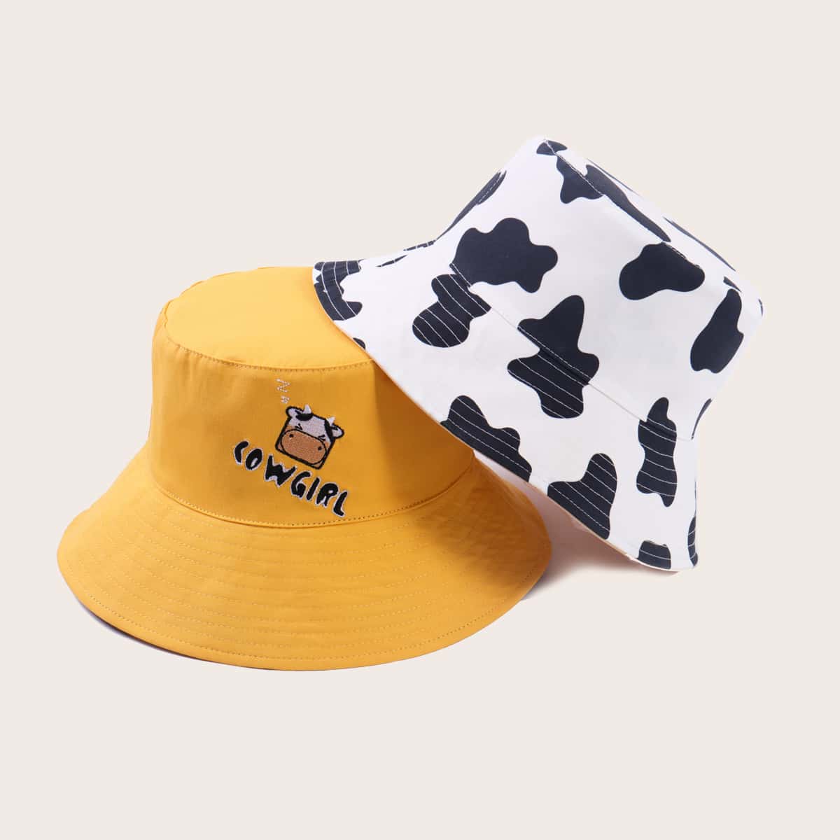 

1pc Cow Print Reversible Bucket Hat, Multicolor