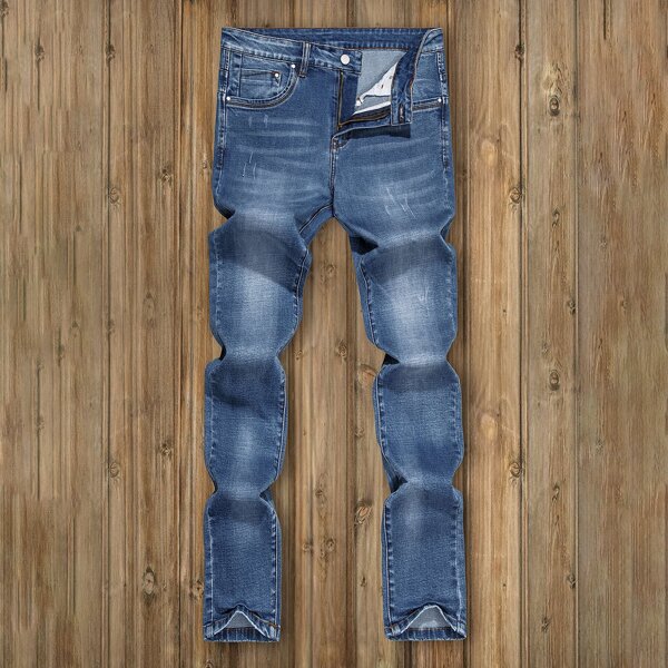 

Men Zipper Fly Skinny Jeans, Medium wash
