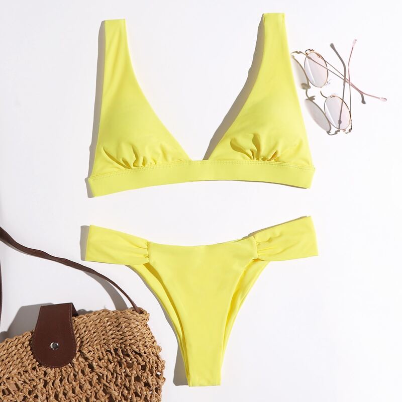 

Solid Bikini Swimsuit, Yellow
