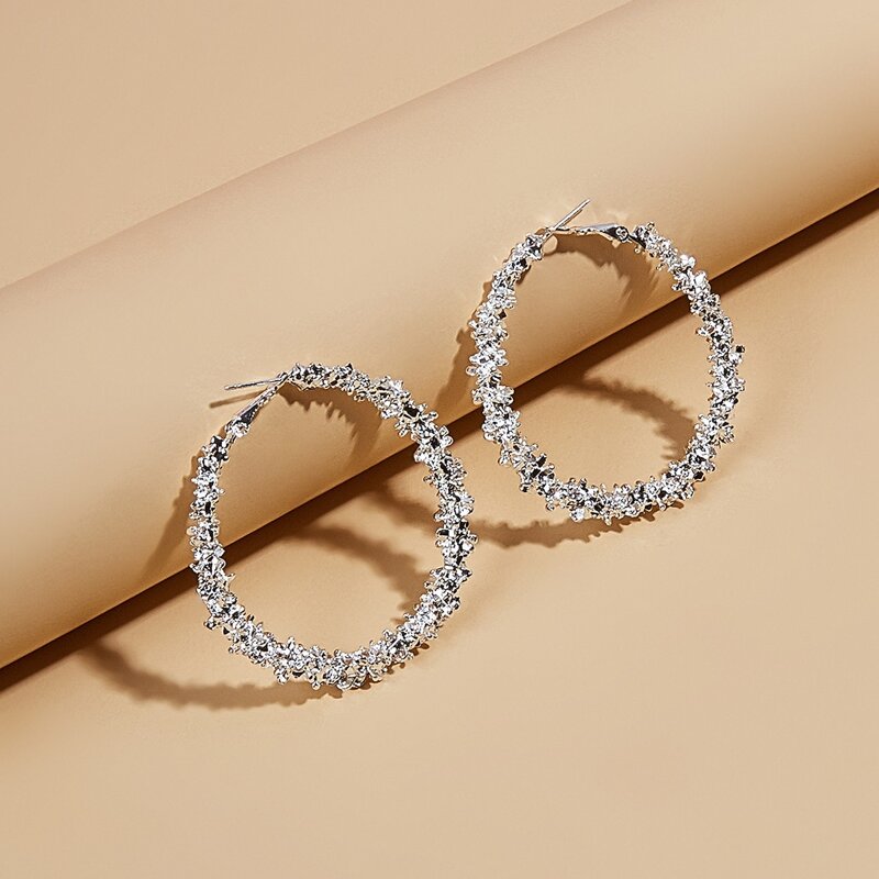 

Textured Hoop Earrings, Silver