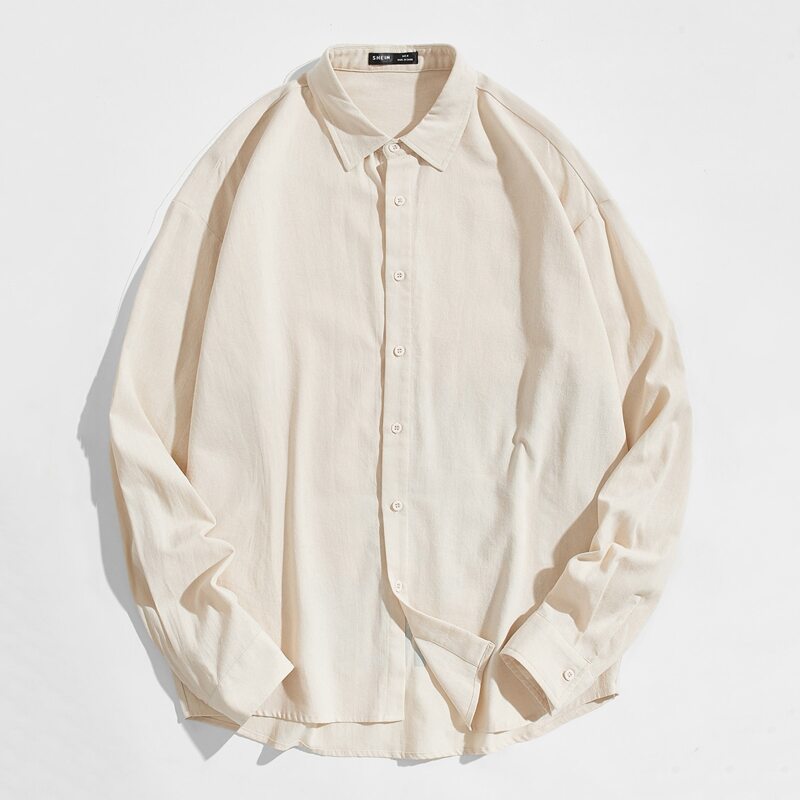 

Guys Slogan Graphic Drop Shoulder Shirt, Beige