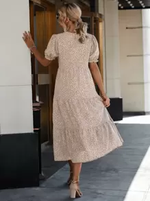 SHEIN Holidaya Allover Print Swing Smock Dress - Multicolor - View 2