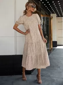 SHEIN Holidaya Allover Print Swing Smock Dress - Multicolor - View 4