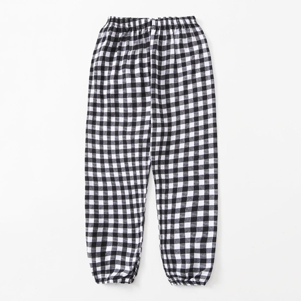 

Toddler Girls Gingham Tapered Pants, Black and white