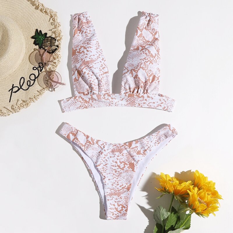 

Snakeskin Bikini Swimsuit, Multicolor