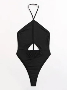Plus Cut-out Front Teddy Bodysuit - Black - View 3