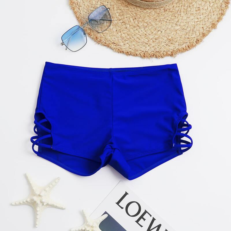 

Solid Cut Out Bikini Shorts, Royal blue