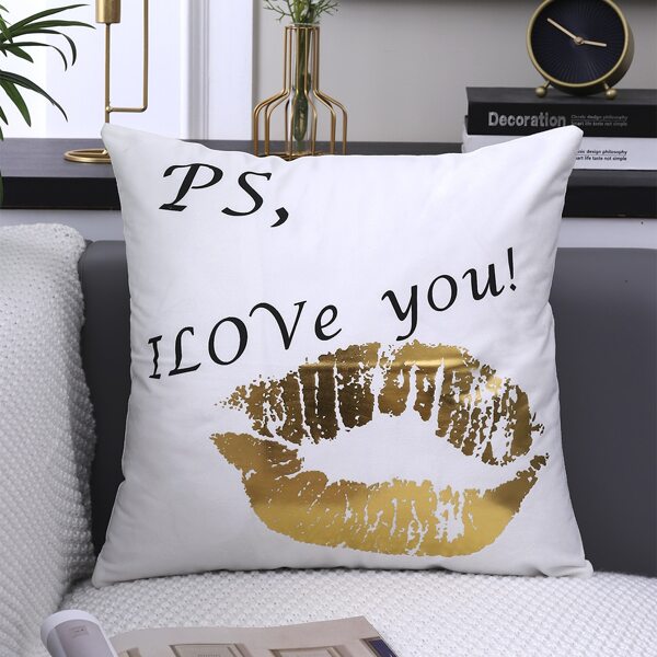 

Slogan Graphic Cushion Cover Without Filler, White