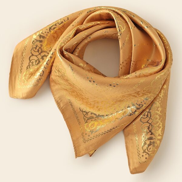 

Flower Silk Jacquard Bandana, Gold